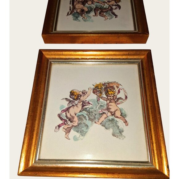 Vintage Cherub Wall Art Set Of 2 Framed Prints - Picture 2 of 8